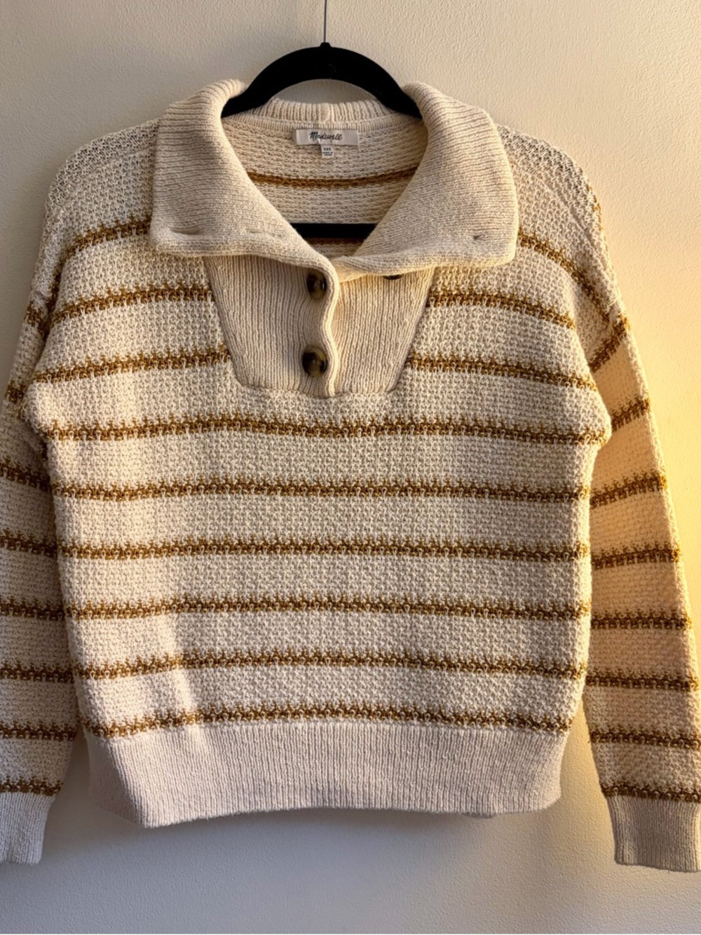 Madewell Canby Button Mockneck Sweater in Stripe XXS - Picture 2 of 4